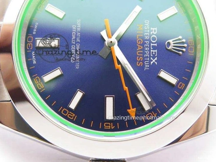 1225 HighPerformance Milgauss 116400 GV JF 1:1 Green Sapphire Blue Dial On SS Bracelet SA 3959